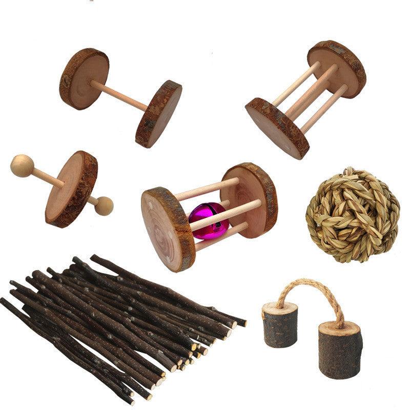 Natural Wood Play Molar Toy Set For Hamsters, Rabbits, And Birds - Plumas Rebeldes