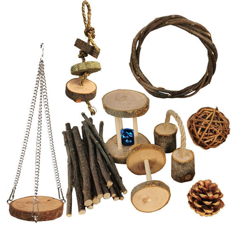 Natural Wood Play Molar Toy Set For Hamsters, Rabbits, And Birds - Plumas Rebeldes